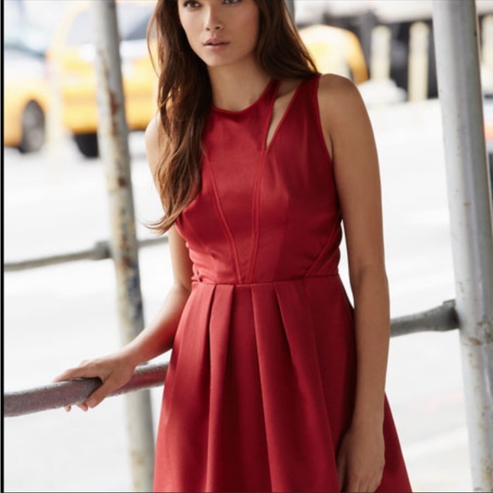 NWT Rebecca Taylor burgundy satin mini dress with crew neck and cutouts